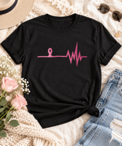 Breast Cancer Pulse T-Shirt | Pink Ribbon Awareness Tee