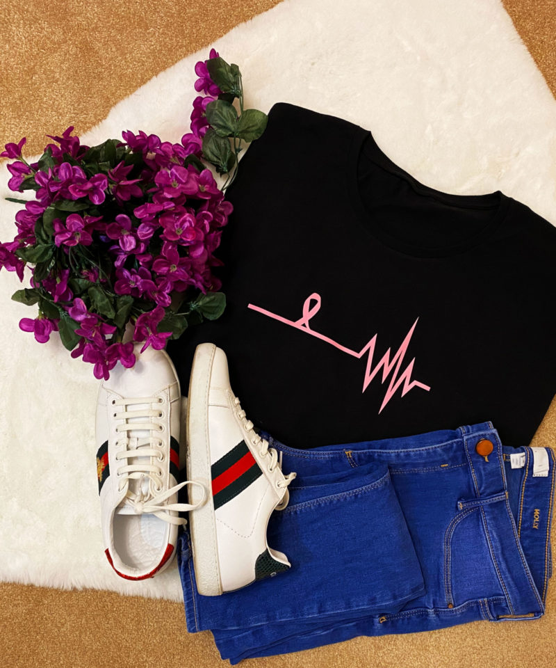Alternative view of Breast Cancer Pulse T-Shirt | Pink Ribbon Awareness Tee