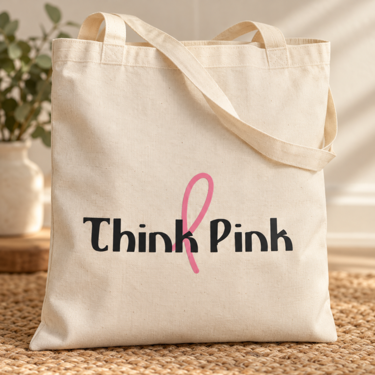 Think Pink Breast Cancer Awareness Tote Bag