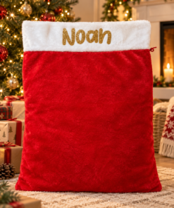 Personalised Luxury Santa Sack – Red Plush Christmas Gift Bag - Image 3
