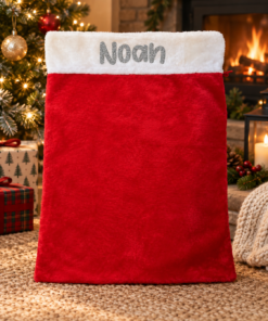 Personalised Luxury Santa Sack – Red Plush Christmas Gift Bag - Image 4