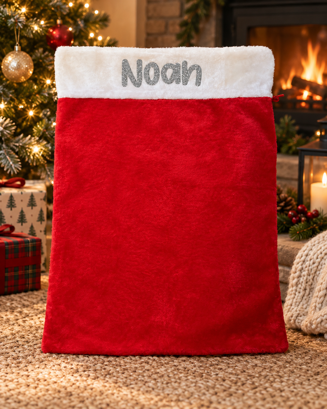 Personalised Luxury Santa Sack – Red Plush Christmas Gift Bag - Image 4