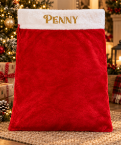 Personalised Luxury Santa Sack – Red Plush Christmas Gift Bag - Image 6