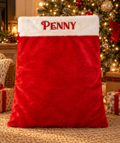 Personalised Luxury Santa Sack – Red Plush Christmas Gift Bag - Image 2