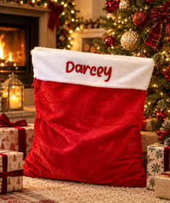 Personalised Luxury Santa Sack – Red Plush Christmas Gift Bag